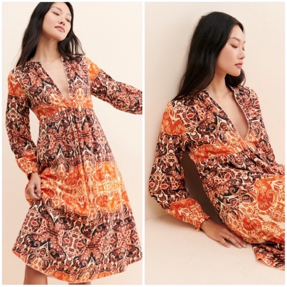 NWT!! ANTHROPOLOGIE ELAYNA MIDI DRESS - Picture 5 of 15